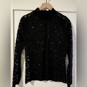 White House Black Market Black Lace Top, Size M